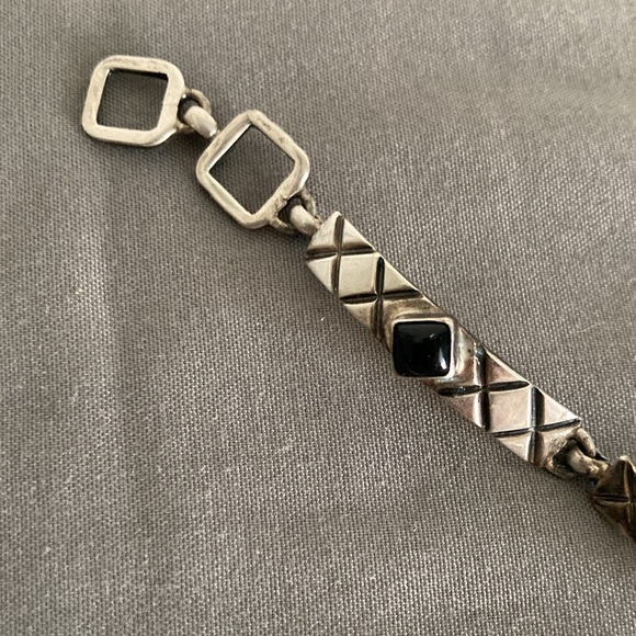 Sterling Silver and Onyx Toggle Bracelet - Picture 2 of 6